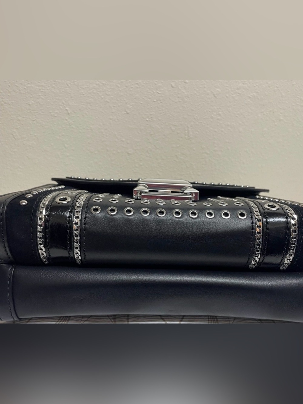 Michael Kors Black Whitney grommeted/ Studded Leather convertsble Shoulder Bag - Picture 2 of 10